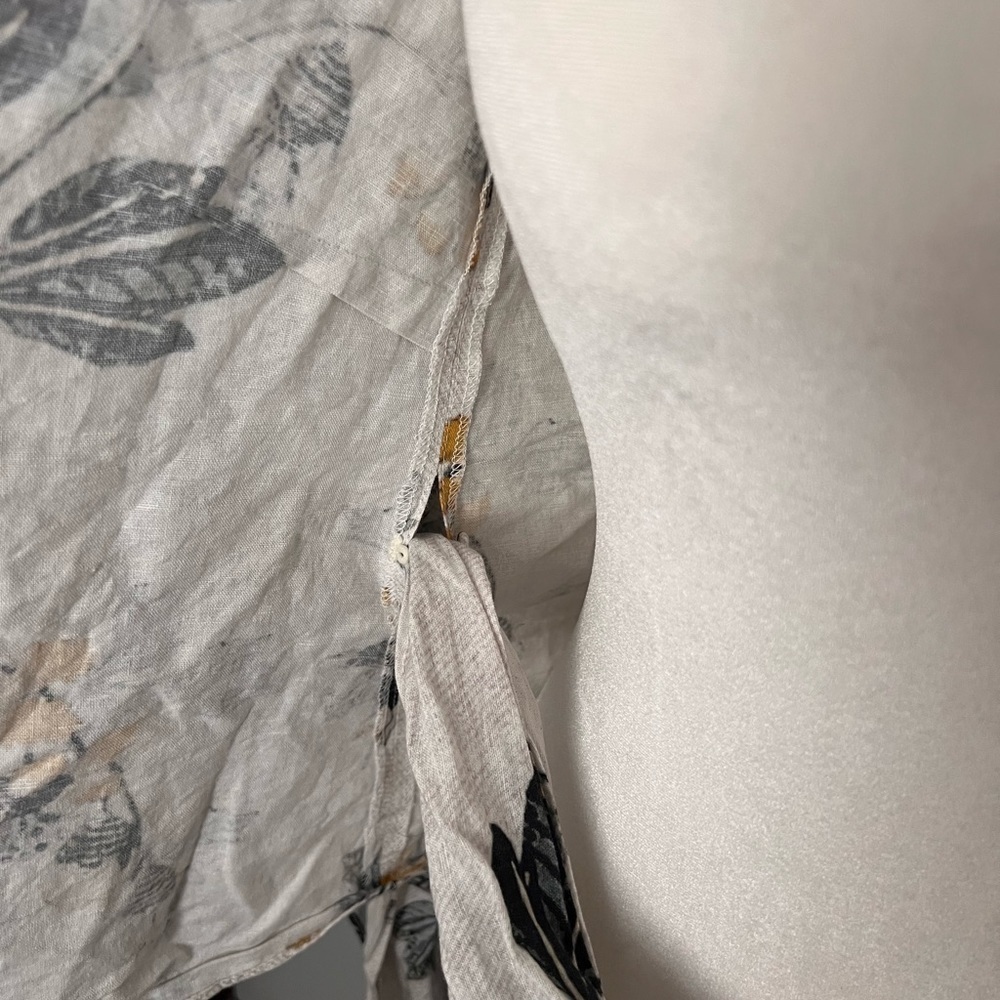 Once was Australian brand cream white yellow blue wrap top linen - Picture 7 of 9
